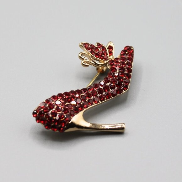 Heels shoes sexy jewelry brooch pin fashion gold tone red new adorable elegant - Picture 10 of 12